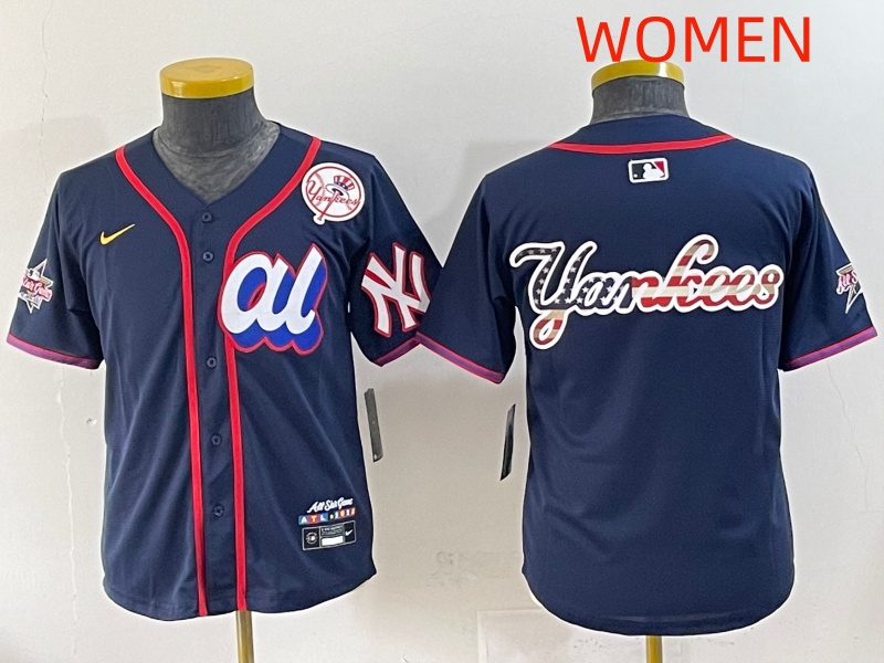 Women 2025 New York Yankees Blank Drak Blue All star Blank Blue Nike MLB Jersey style 6